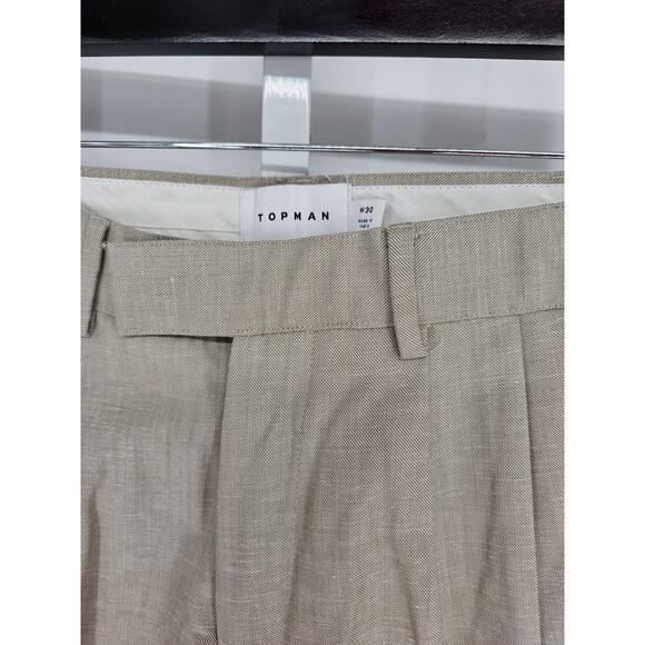 Topman Mens Sz 30 Pleated Front Preppy Dress Shorts Taupe NEW - Picture 3 of 5